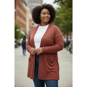 J.JILL WOMENS WOOL BLEND CARDIGAN SWEATER LONG LINE PINK SALMON CLASSIC SZ XL